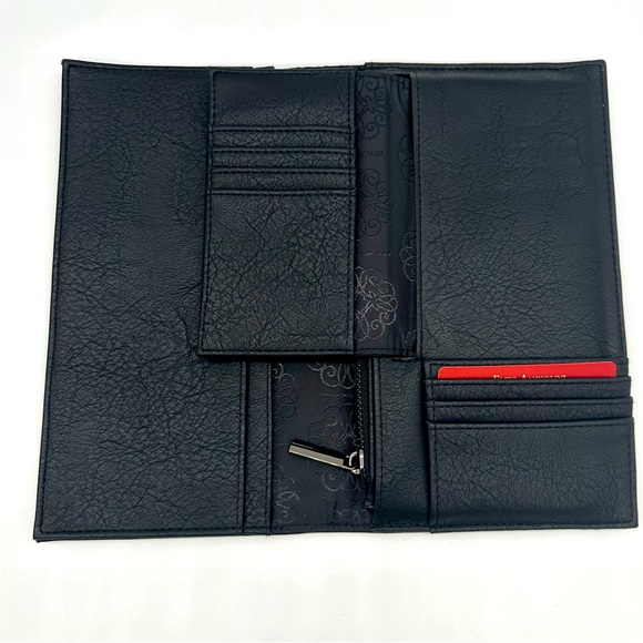 NWOT Enzo Angiolini Black Faux Leather Travel Wallet/Clutch - Picture 6 of 7
